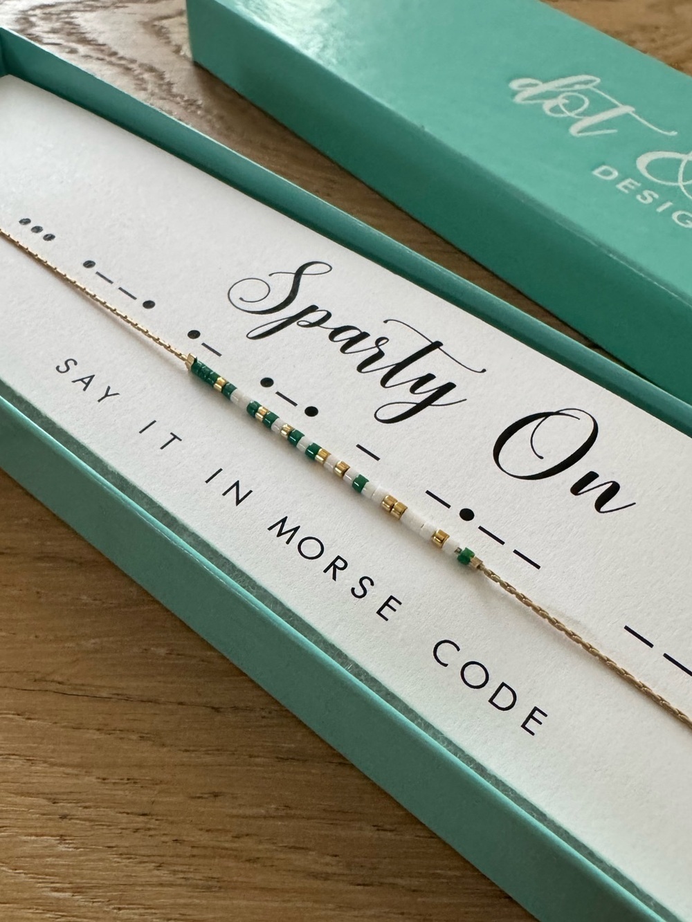 Dot & Dash “Sparty On” Morse Code Necklace NWT